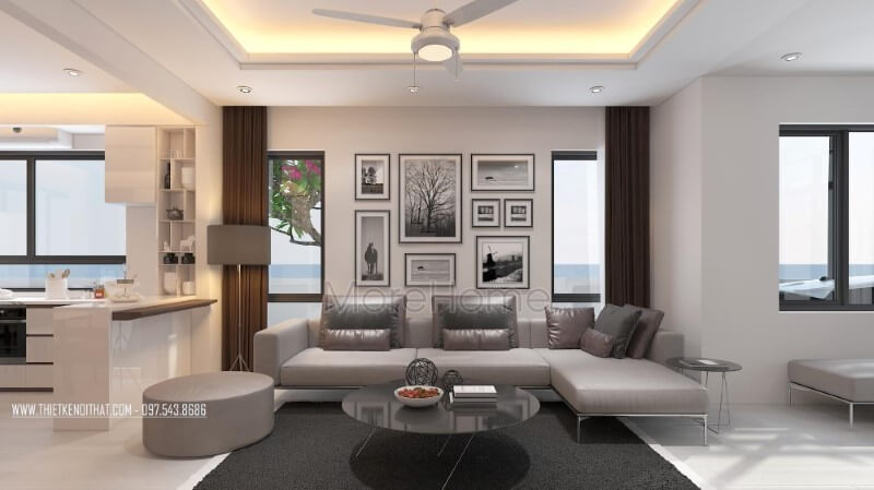 Tranh canvas treo tường 6 ảnh đen trắng tạo nét độc đáo cho phòng khách hiện đại. thiết kế biệt thự