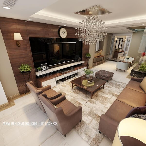 Thiết kế nội thất phòng khách với nội thất gỗ hiện đại đẹpsang trọng thiết kế biệt thự