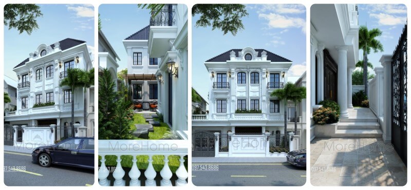 Mẫu thiết kế kiến trúc biệt thự đơn lập tân cổ điển sang trọng tại Hà Nội thiết kế biệt thự phố
