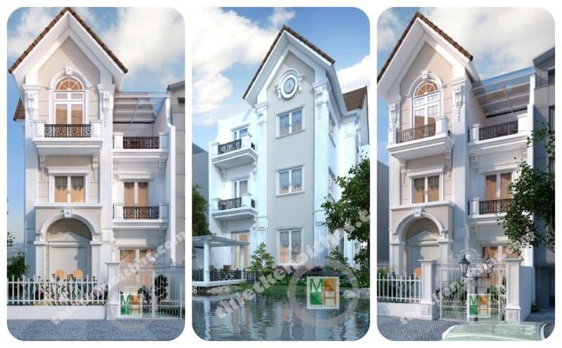 Mẫu thiết kế kiến trúc đẹp cho nhà biệt thự Vinhomes Riverside Sài Đồng Hà Nội thiết kế biệt thự phố