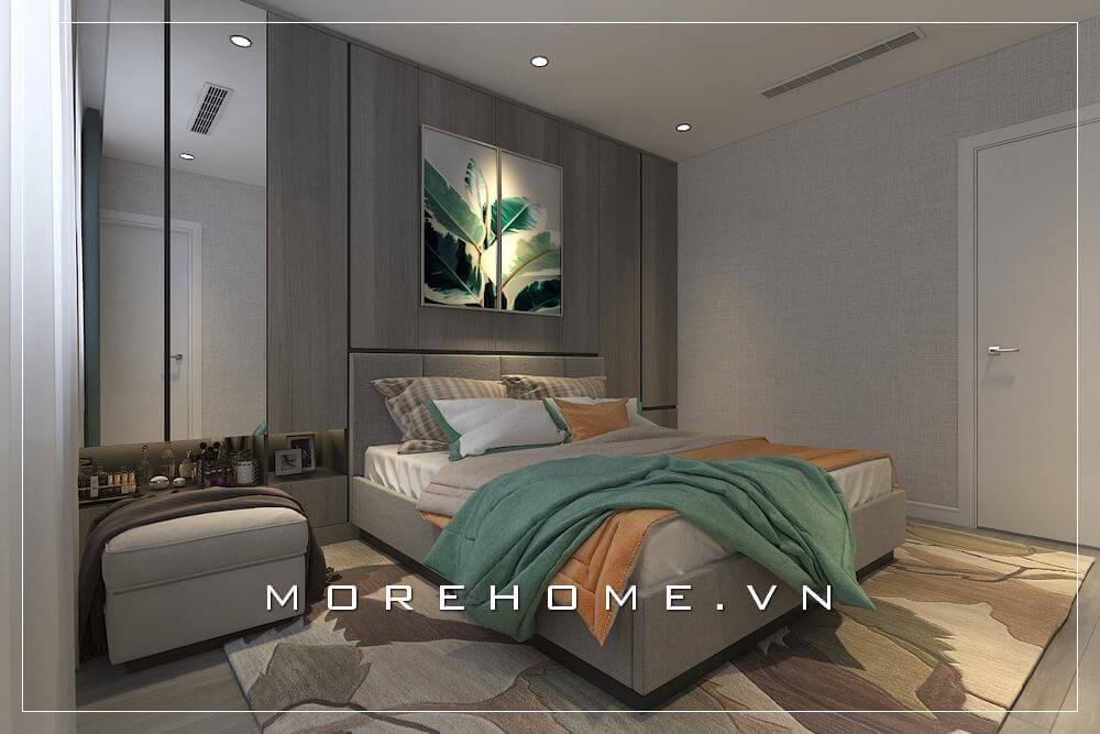 Thiết kế phòng ngủ nhà phố đẹp mắt, tất cả nội thất được làm từ chất liệu gỗ công nghiệp trẻ trung, không quá cầu kỳ mà vô cùng tiện nghi Thiết kế biệt thự