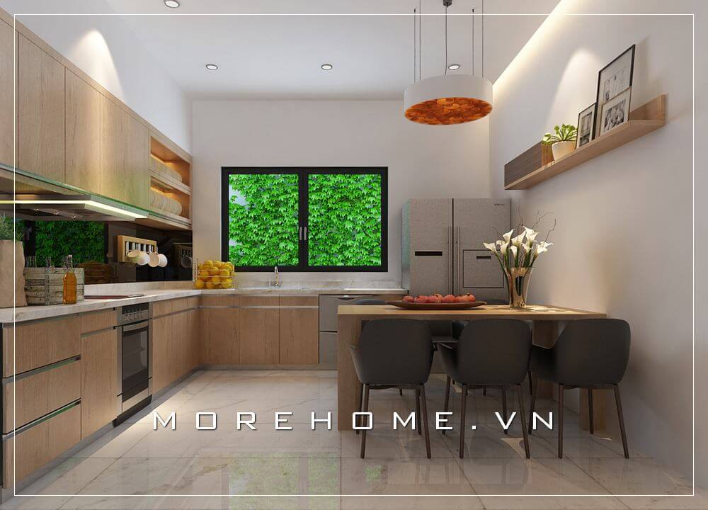 Thiết kế phòng ăn nhà phố với nội thất bếp hiện đại, tiện nghi cho người nội trợ Thiết kế biệt thự