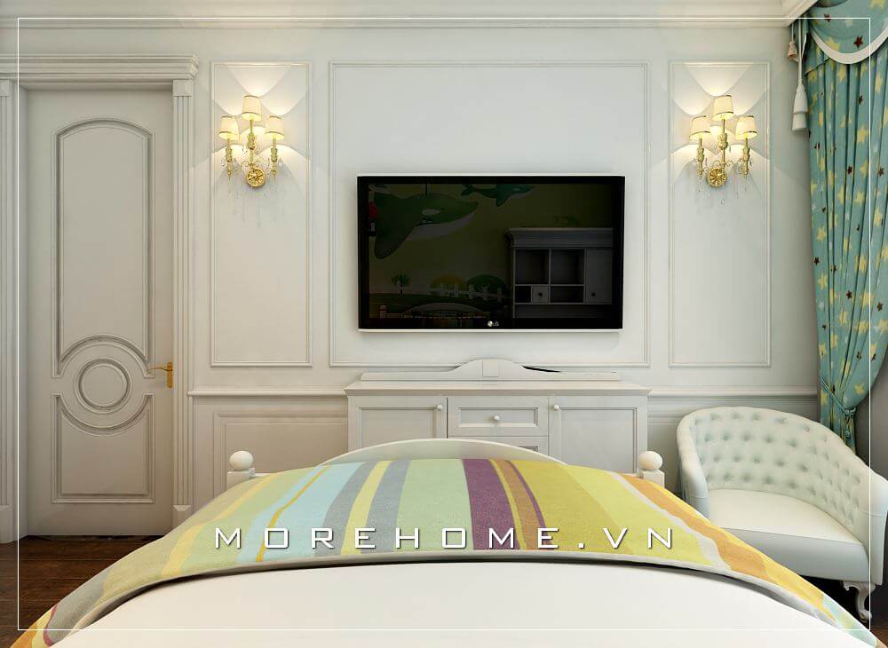 Thiết kế nội thất phòng ngủ bé trai trong không gian nhà phố tân cổ điển cá tính và năng động tạo nên nét độc đáo và mới lạ Thiết kế biệt thự