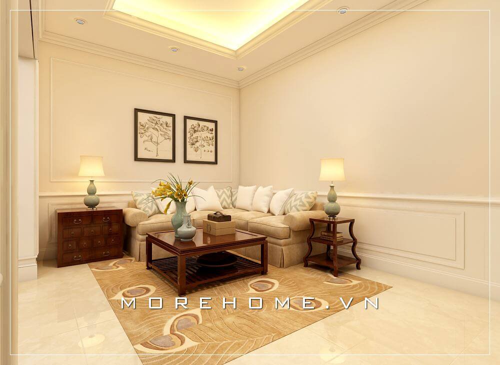 Trang trí phòng khách tân cổ điển sang trọng với nội thất đò gỗ tự nhiên cao cấp cho không gian biệt thự Thiết kế biệt thự