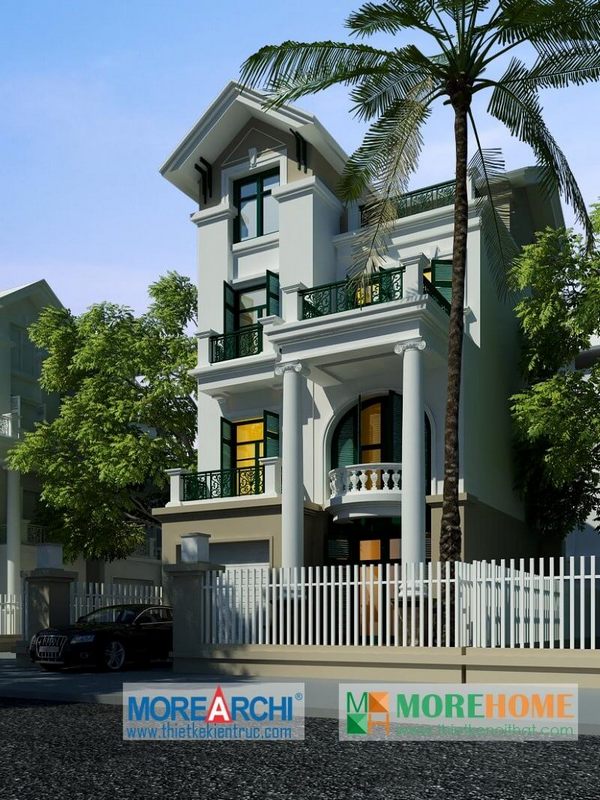 Kiến trúc nhà biệt thự mái thái hiện đại được thiết kế tại Mỹ Đình, Hà Nội.
